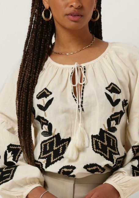 SUMMUM TOP LINNEN HEAVY EMBROIDERY Blouses Blanc - large