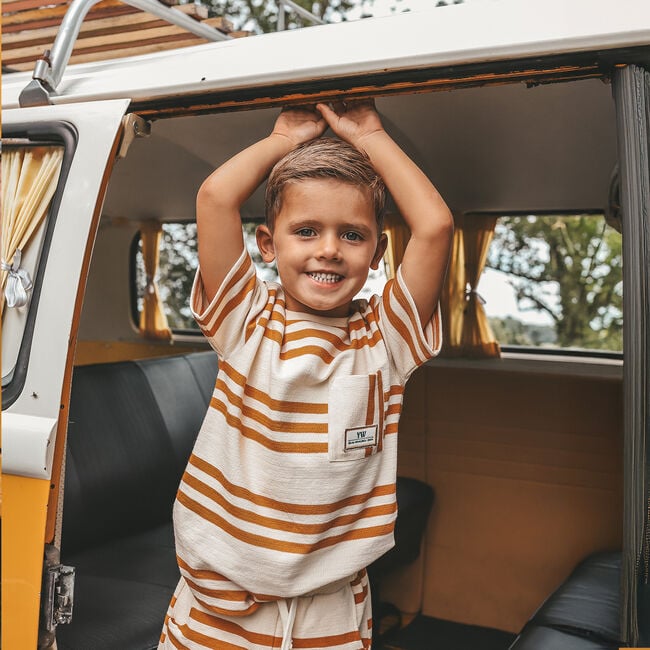 YOUR WISHES T-shirt TRIAD STRIPE OVERSIZED TEE en beige - large