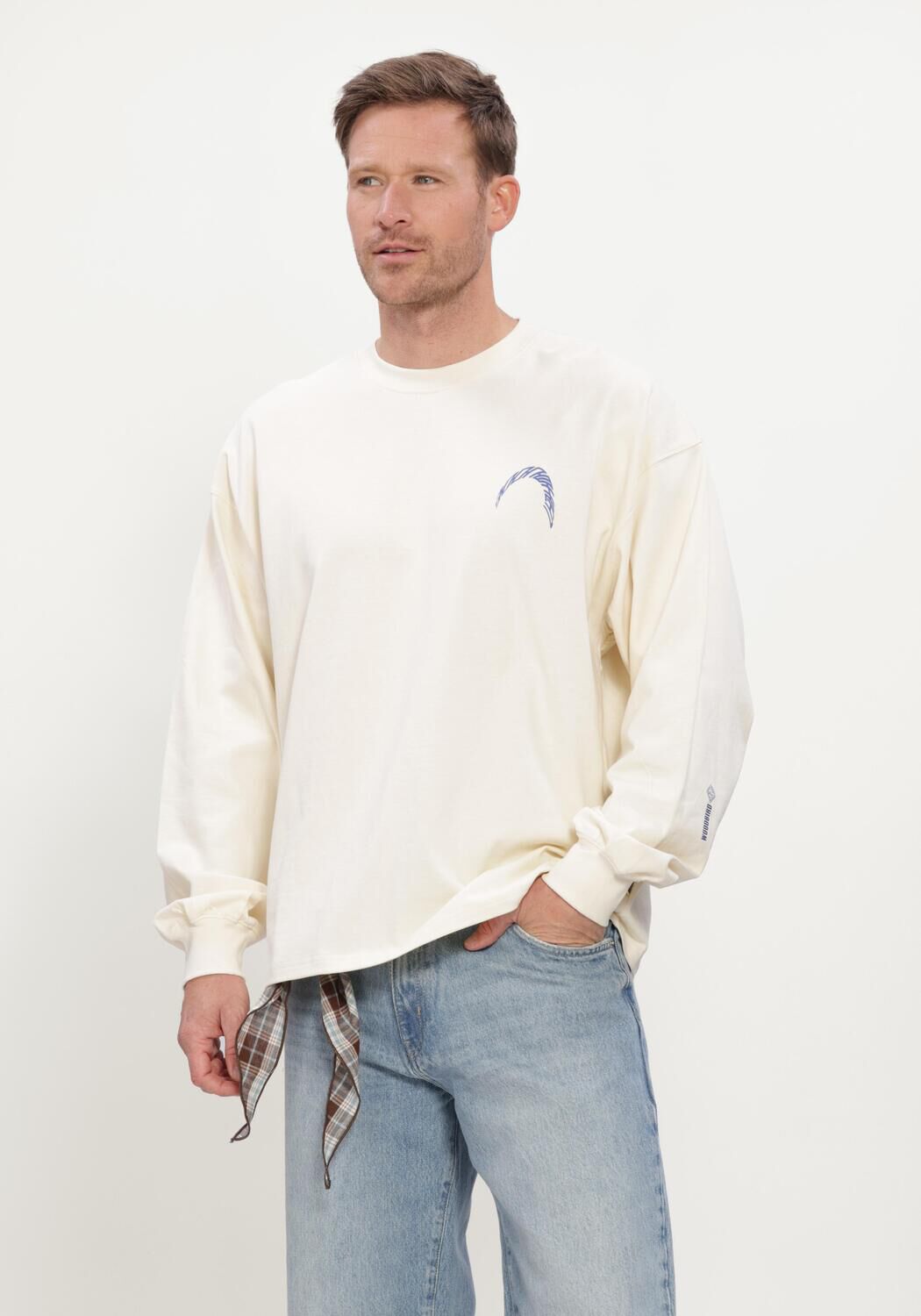 WOODBIRD Pull WBBEAM LS WARP TEE Cr&egrave;me - large