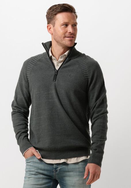 CAST IRON Pull HALF ZIP COLLAR COTTON HEATHER PLATED BLEND en vert - large