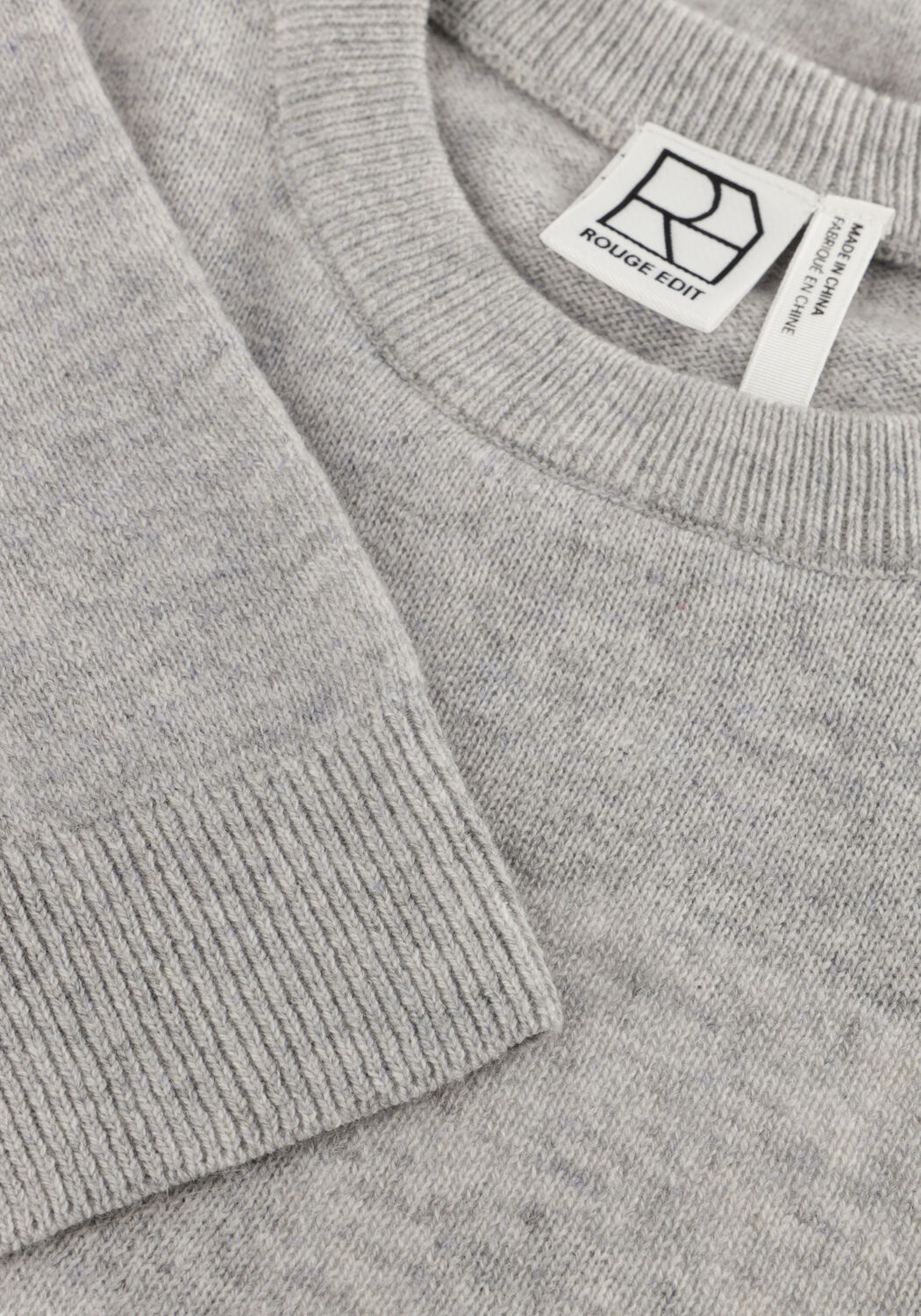 ROUGE EDIT Haut ROUKATE SS O-NECK KNIT Gris clair - large
