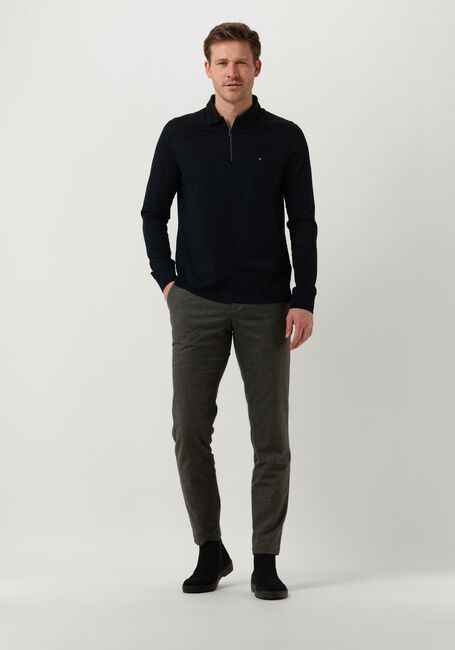 TOMMY HILFIGER Pull ZIP DRESS CASUAL SLIM LS POLO Bleu fonc&eacute; - large