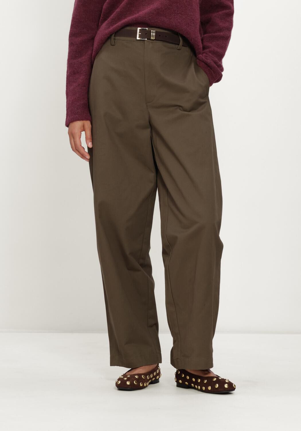 Olijf MY ESSENTIAL WARDROBE Wijde broek MWGISVA KENDEL BARREL PANT - large