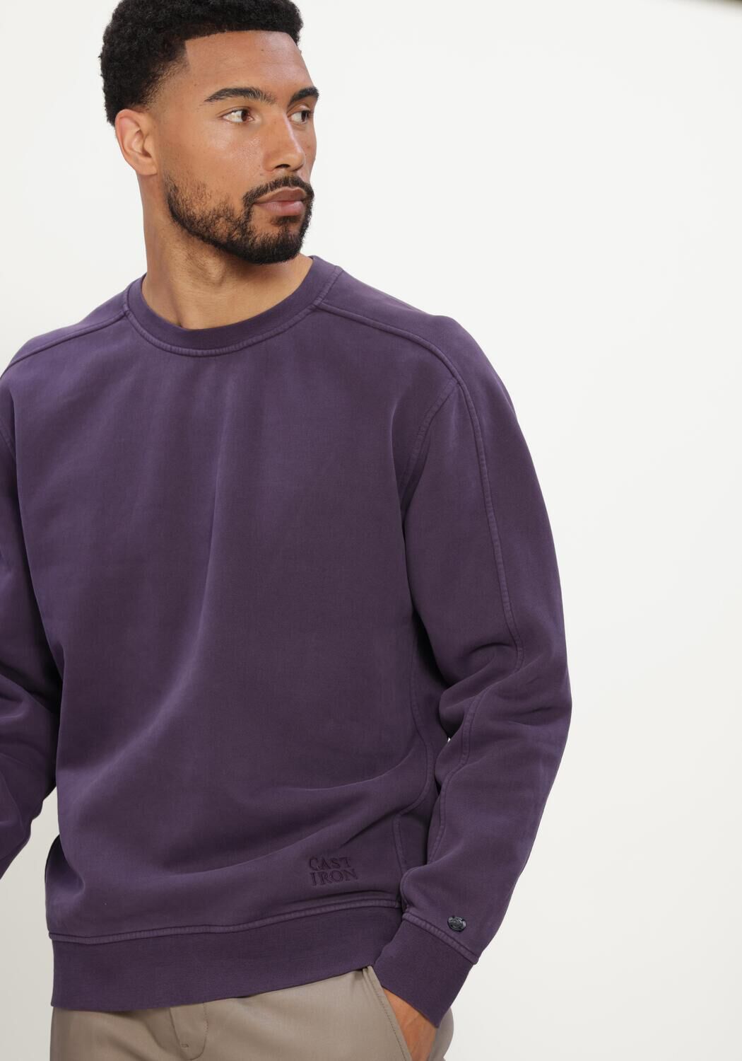 Paarse CAST IRON Trui CREWNECK RELAXED FIT PEACHED OVERDYED - large
