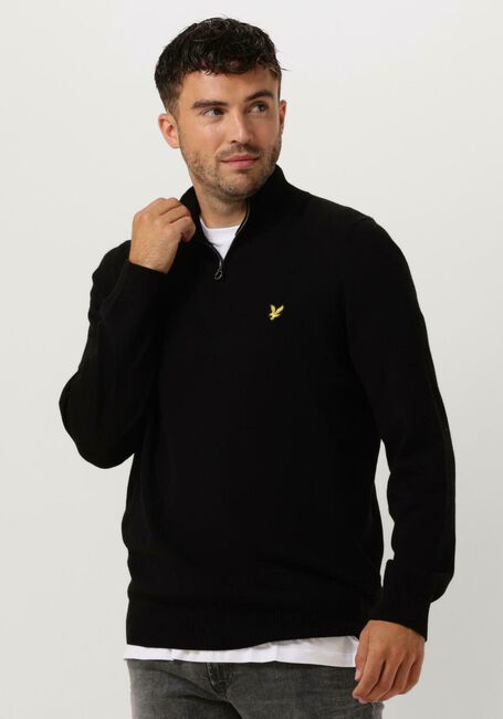 LYLE & SCOTT Pull COTTON MERINO QUARTER ZIP JUMPER en noir - large