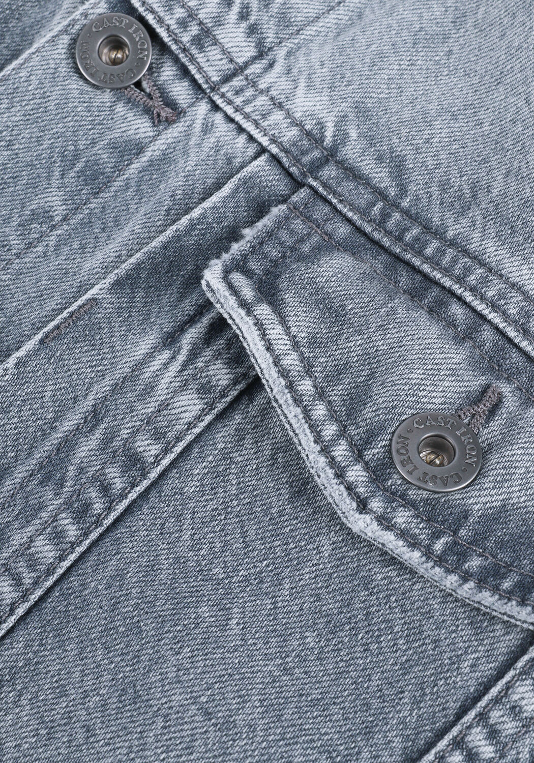 CAST IRON Veste en jean DENIM JACKET GREY DENIM WASH en gris - large