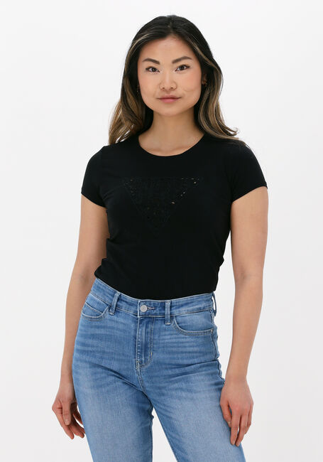 GUESS T-shirt EYELETS FLORAL en noir - large