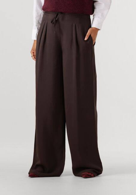 Bruine BY-BAR Wijde broek UMA SATIN STRIPE PANTS - large