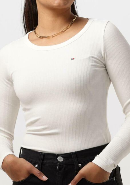 TOMMY HILFIGER Haut SLIM 5X2 RIB O-NK LS Écru - large