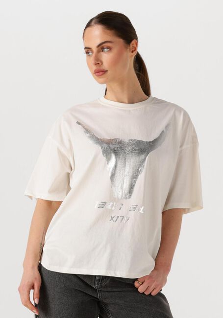 ALIX THE LABEL T-shirt LADIES KNITTED SILVER BULL T-SHIRT en blanc - large