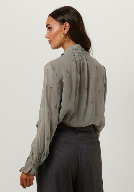 Grijze SCOTCH & SODA  EMBROIDERED TOP WITH TIE NECK - large