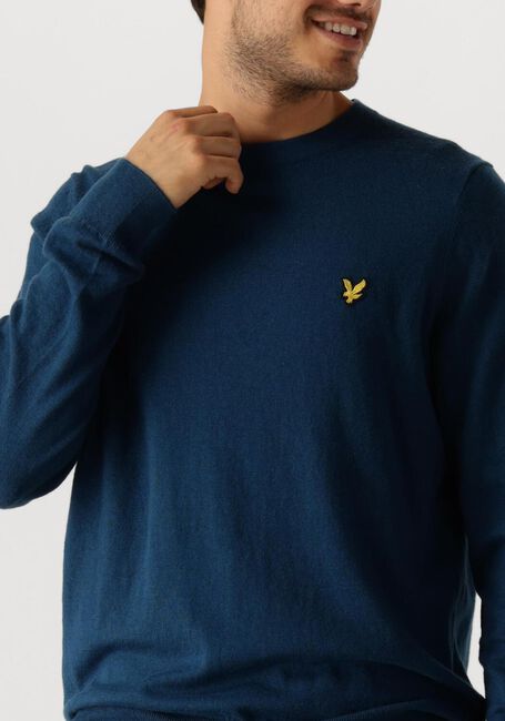 LYLE & SCOTT Pull COTTON MERINO CREW NECK JUMPER en bleu - large