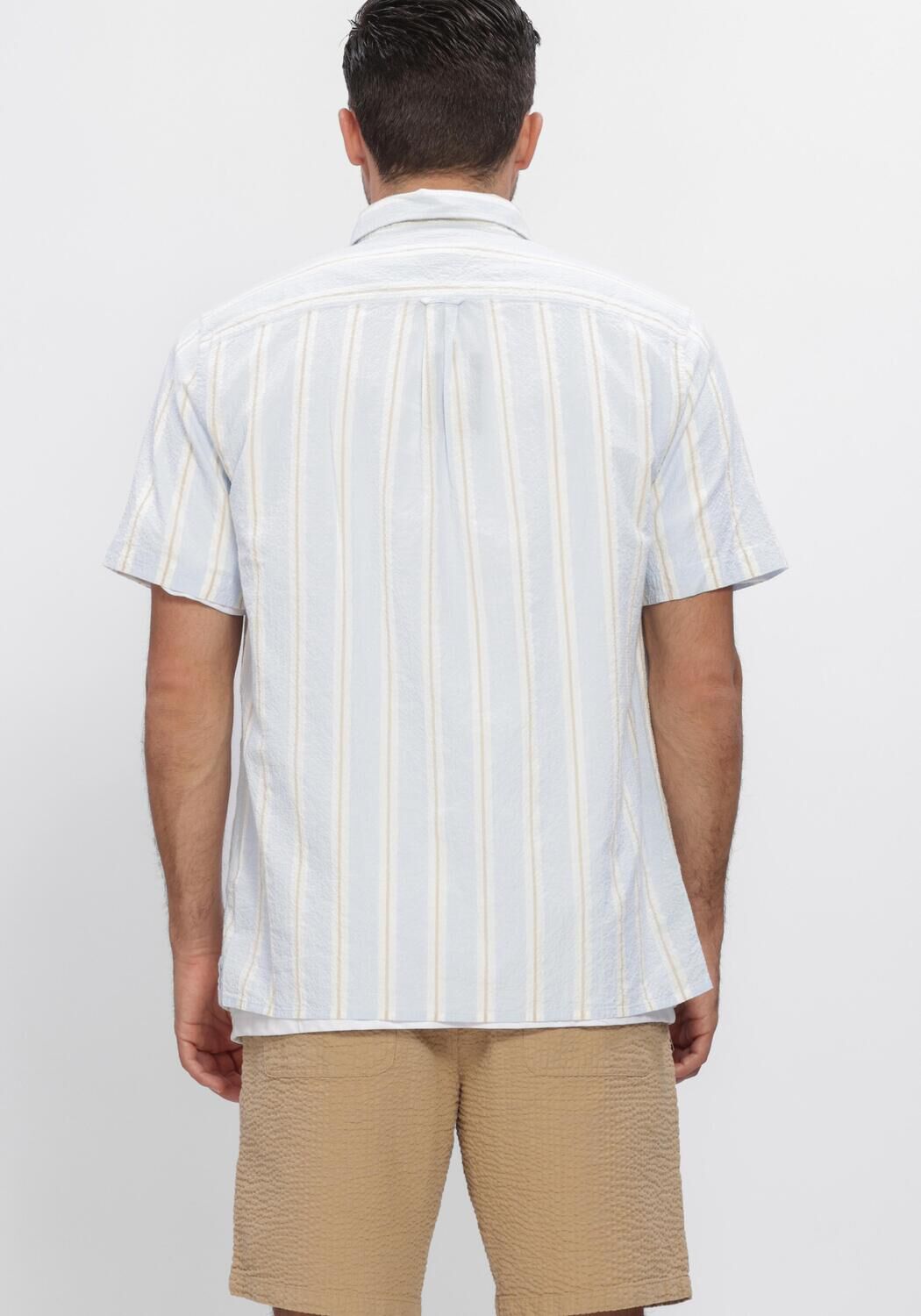 Blauwe TOMMY JEANS Casual overhemd TJM REG SEERSUCKR PTRN SHIRT EXT - large