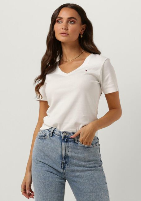TOMMY HILFIGER T-shirt NEW SLIM CODY V-NECK SS Écru - large