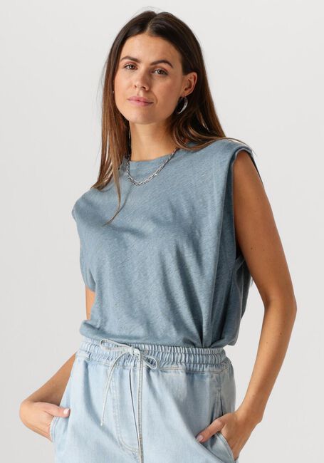 BY-BAR Haut MASON LINNEN TOP en bleu - large