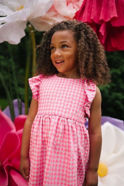 DAILY BRAT Mini robe CHEECKY CHECKED DRESS en rose - large