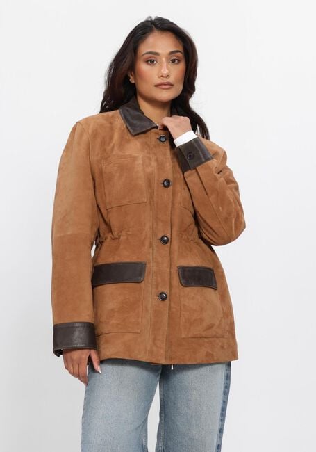 STUDIO AR Veste en cuir BRUNA GOAT SUEDE en camel - large