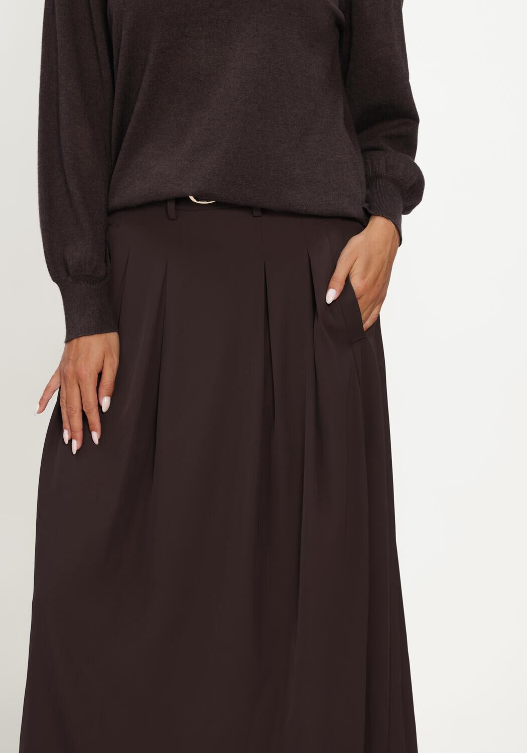 CO'COUTURE Jupe maxi ALINICC ANYA PLEAT SKIRT en marron - large