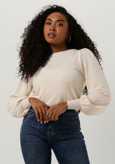 Ecru SUMMUM Trui PUFFY SLEEVE SWEATER BASIC KNIT (7S550) - large
