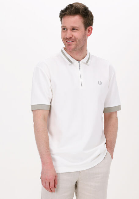 FRED PERRY Polo ZIP NECK POLO SHIRT Blanc - large