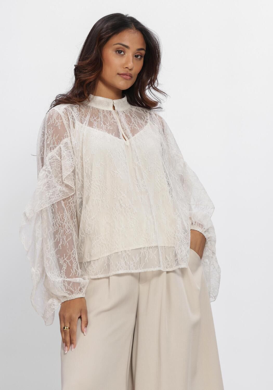 Beige SECOND FEMALE  SYBELL LACE BLOUSE - large