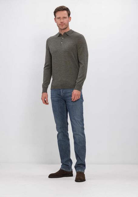 Khaki PROFUOMO Trui POLO LS EXTRAFINE MERINO - large