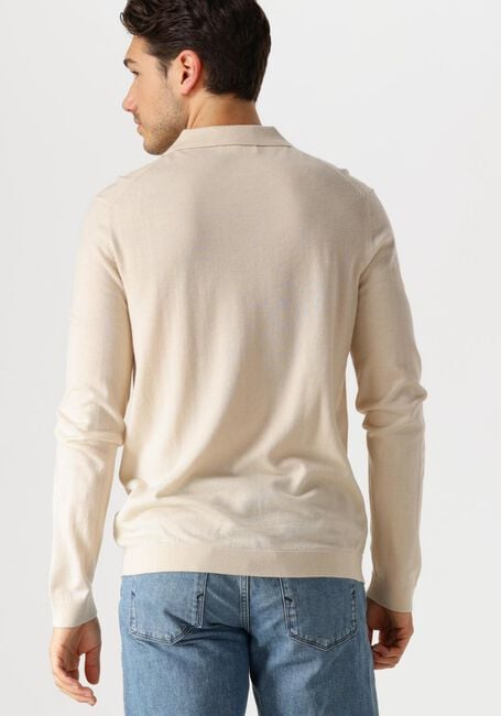 SELECTED HOMME Pull SLHTRAY LS KNIT MERINO POLO en beige - large