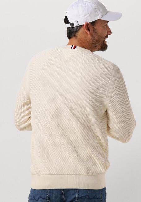 TOMMY HILFIGER Pull OVAL STRUCTURE CREW NECK en beige - large