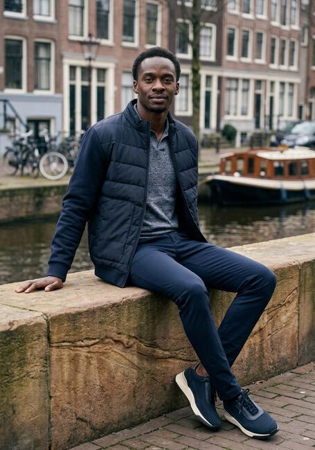 Blauwe GENTILUOMO Gewatteerde jas CARDIGAN ZIP - large