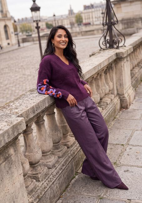 Paarse CAROLINE BISS Wijde broek 4573 - large
