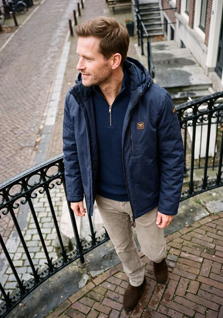 PME LEGEND Jack SEMI LONG JACKET STRATOR MELANGE TWILL Bleu fonc&eacute; - large