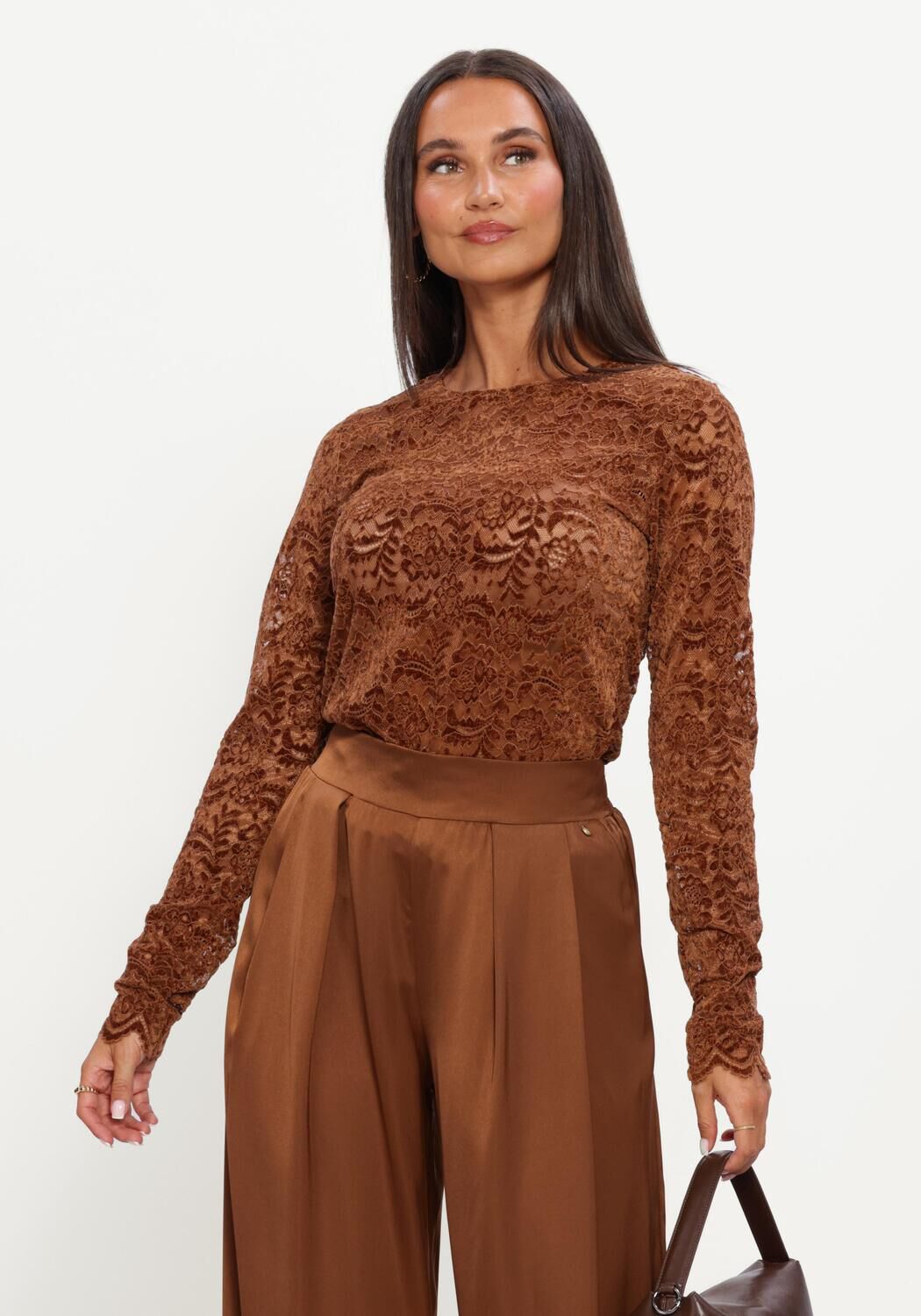 NUKUS Haut WIES TOP LACE en marron - large