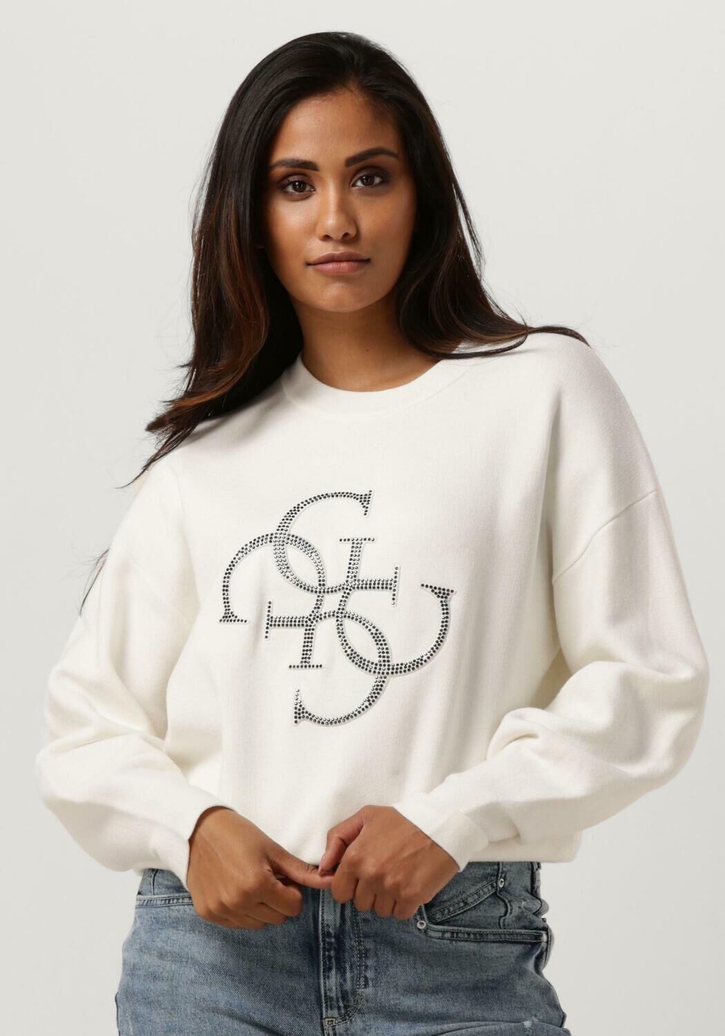 gebroken wit guess sweater ls rn leonor logo swtr