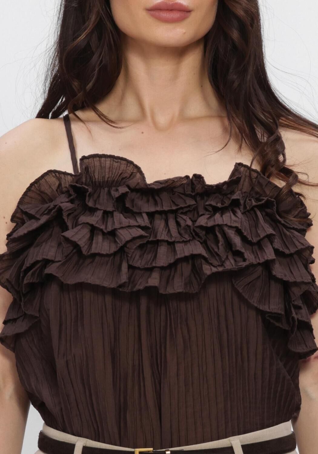 Bruine OBJECT Top OBJLYNE S/L RE TOP - large