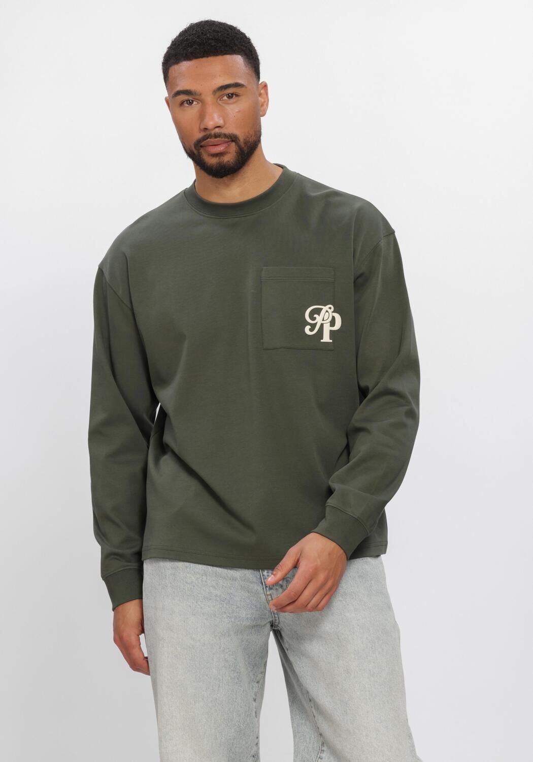 PURE PATH T-shirt INITITIALS POCKET Vert fonc&eacute; - large