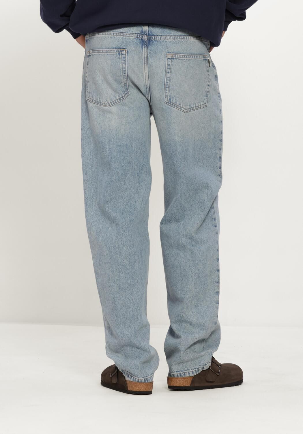 Lichtblauwe WOODBIRD Wide jeans WBLEROY DUST JEANS - large