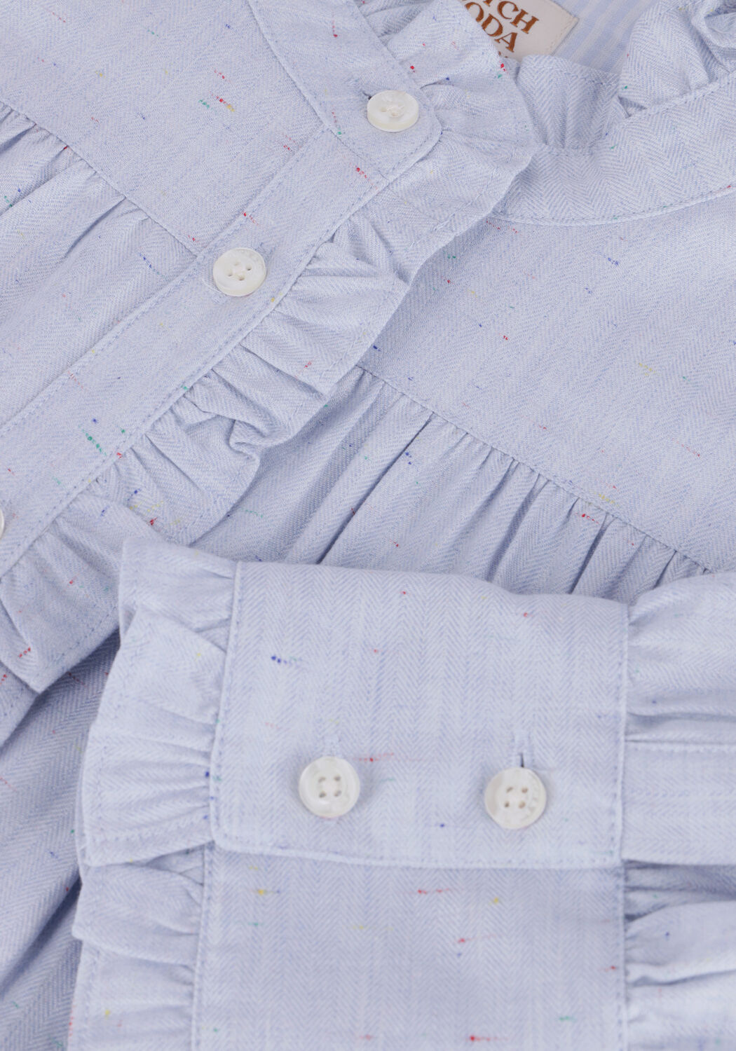 Lichtblauwe SCOTCH & SODA  RUFFLE PLACKET SEASONAL SHIRT - large