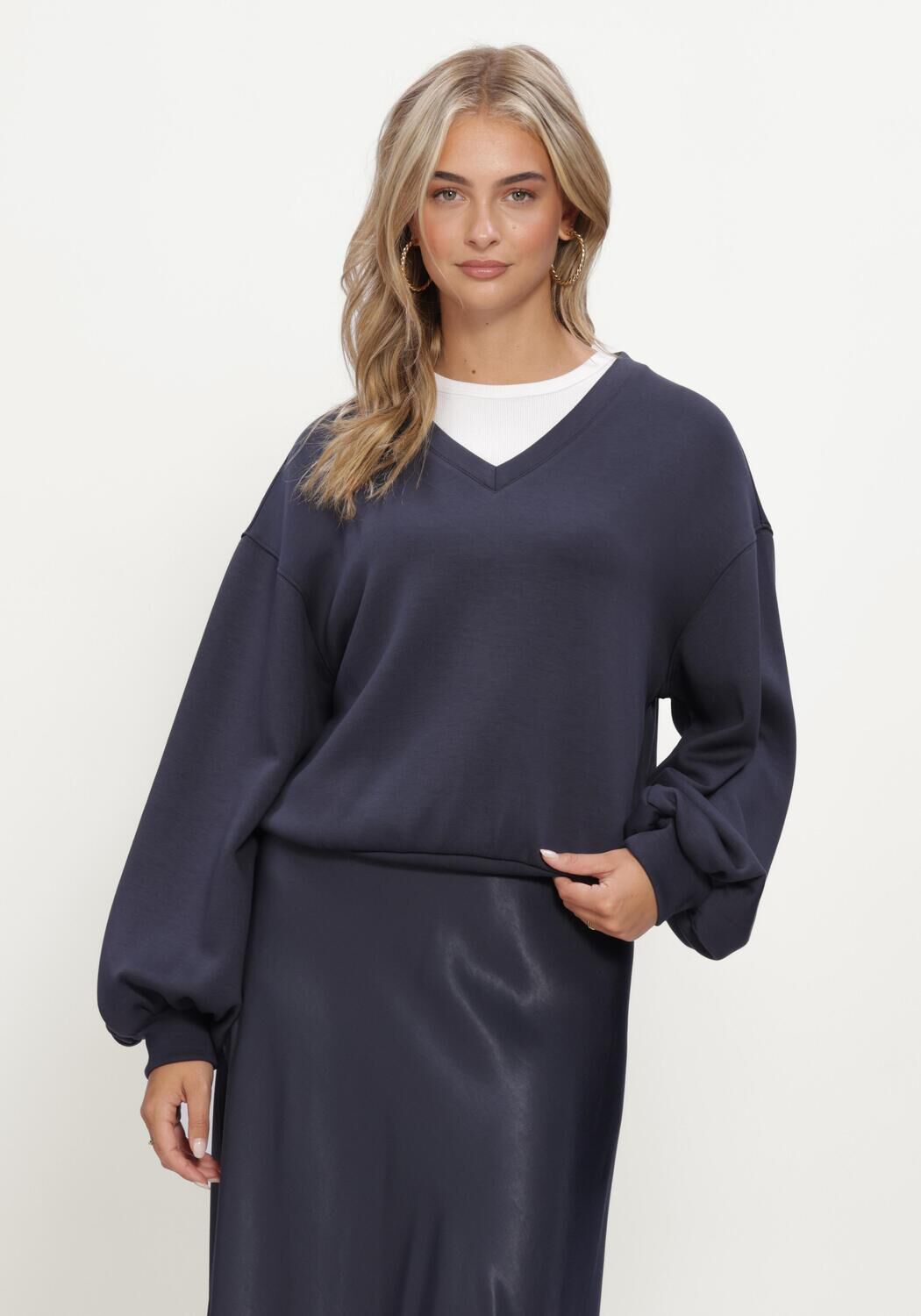 Donkerblauwe MSCH COPENHAGEN Trui MSCHBRIONNA IMA Q V SWEATSHIRT - large