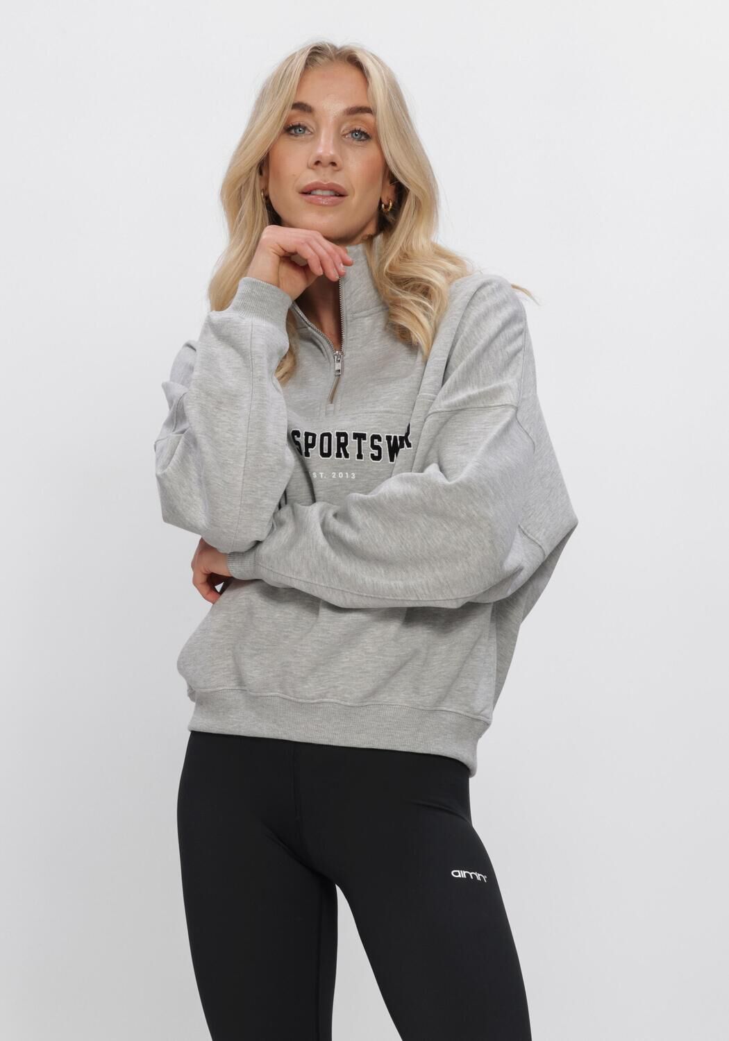 Grijze AIM'N Trui VARSITY SWEAT HALF ZIP - large