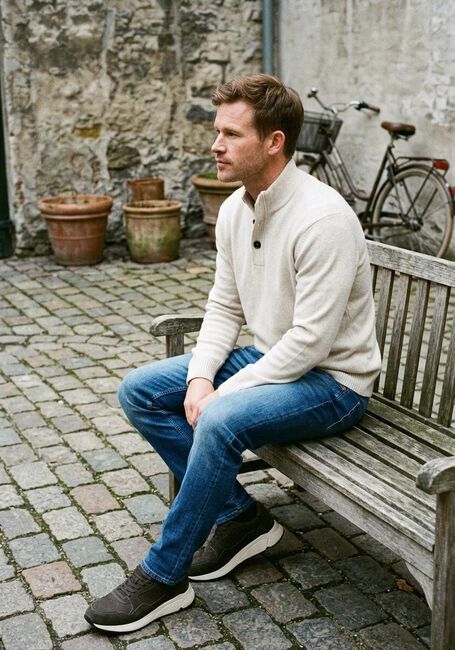 Beige STEFANO LAURAN Trui HALF ZIP L - large