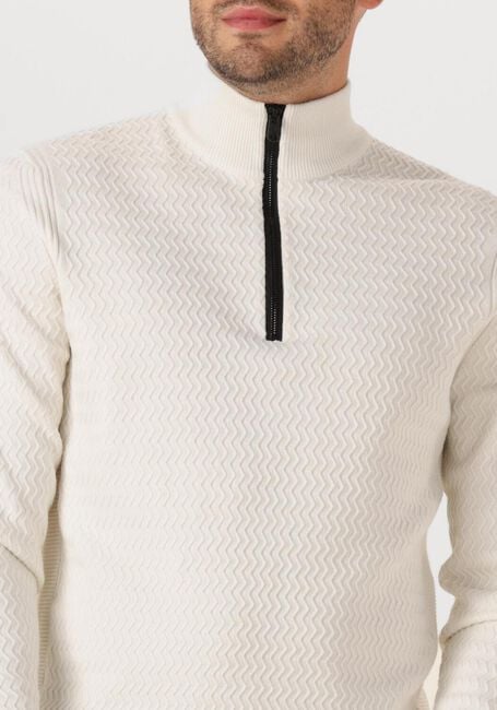 Witte CAST IRON Trui HALF ZIP COLLAR ECOVERO - large
