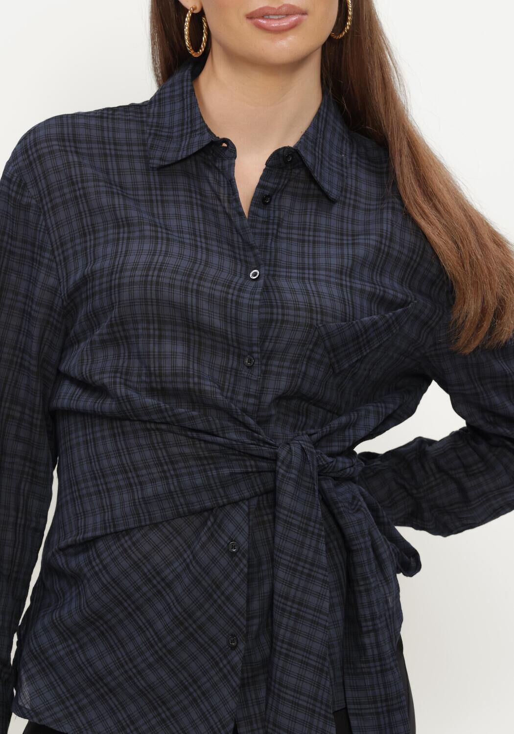 Donkerblauwe OBJECT  OBJMALUA L/S RE SHIRT 147 - large