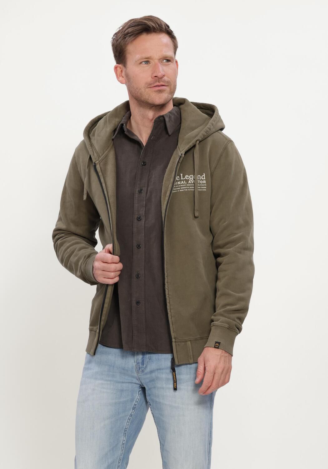 Khaki PME LEGEND Sweater HOODED DRY PEACHED FLEECE GD