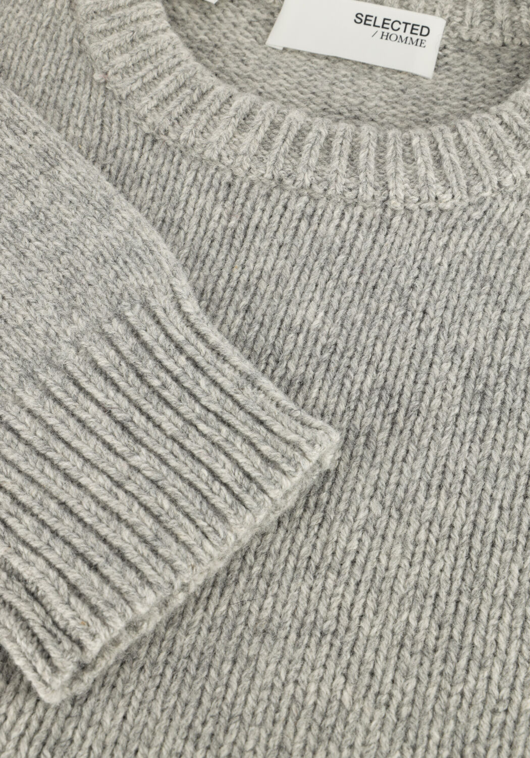 Lichtgrijze SELECTED MEN Trui SLHCODY LS KNIT RELAXED CREW NECK - large