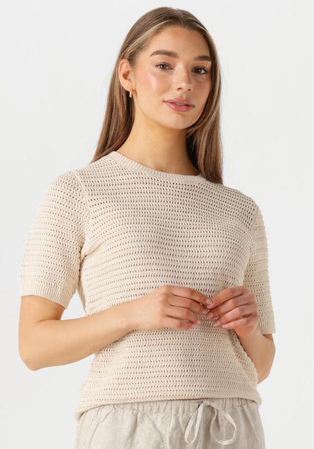 SELECTED FEMME T-shirt SLFVINNA SS STRUCTURE KNIT O-NECK Écru - large