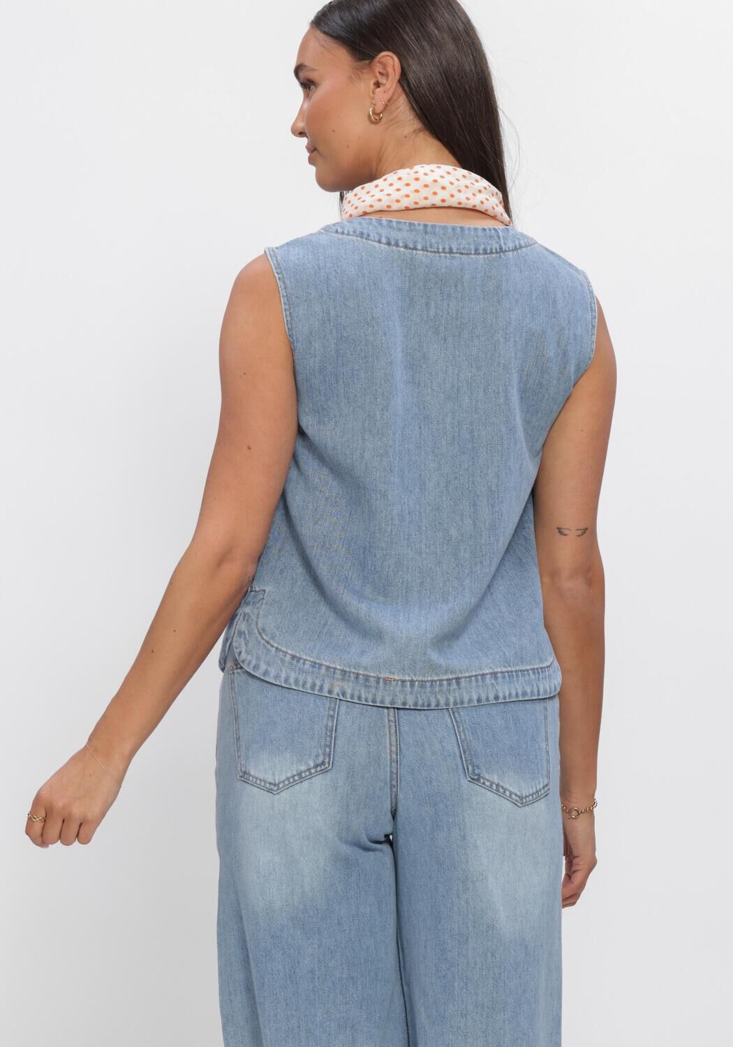 OBJECT Haut OBJROSIE S/L LO DENIM TOP en bleu - large