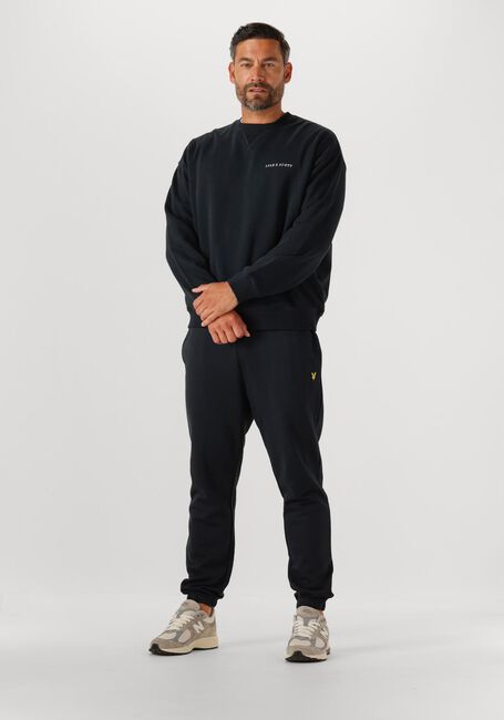 Donkerblauwe LYLE & SCOTT Sweater SCRIPT BRUSH BACK CREW NECK SWEATSHIRT - large