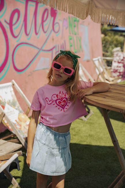 AMMEHOELA T-shirt AM-HIPPIE-08 en rose - large