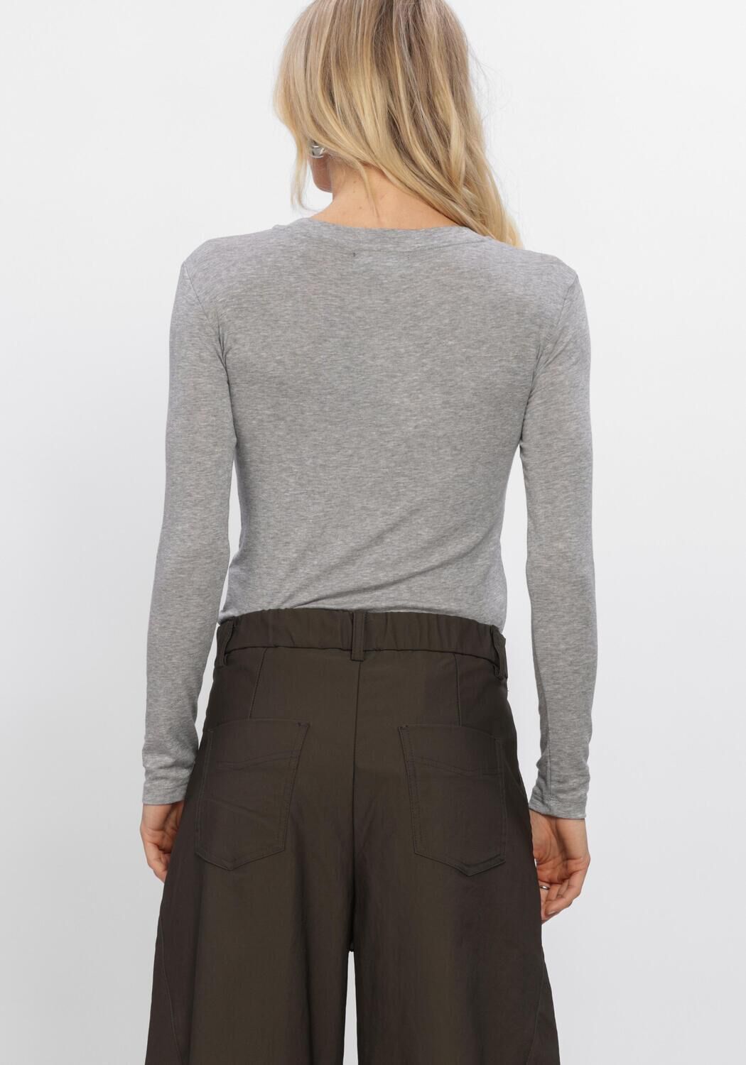 Lichtgrijze WITHBLACK Top WBLJOSEFINE LS TEE - large