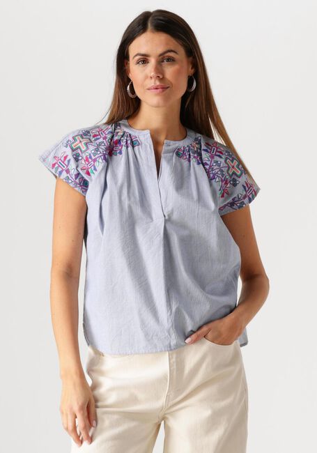 Blauwe BY-BAR  AMIE EMBROIDERIE BLOUSE - large